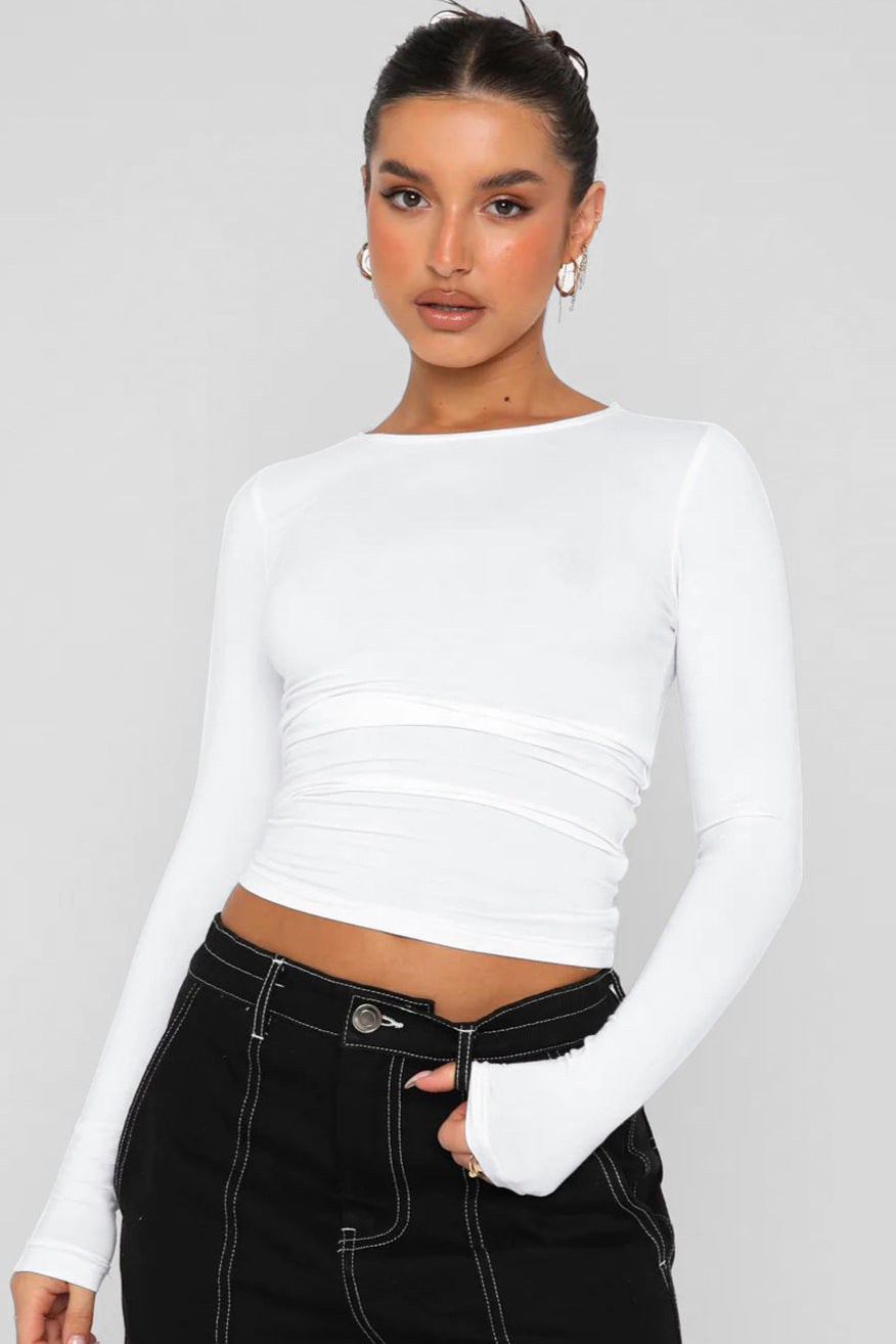 Maglione corto a maniche lunghe da donna