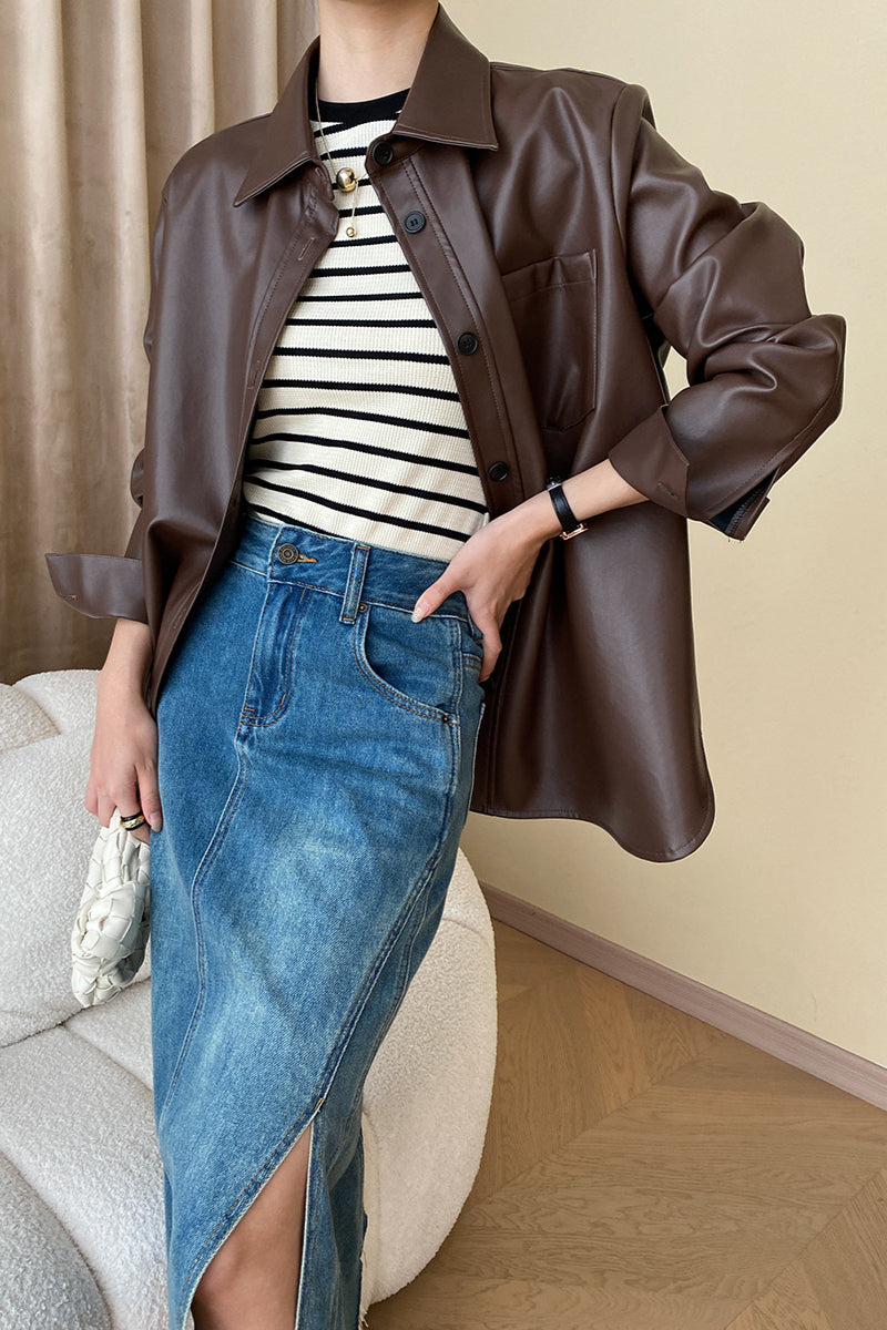 Giacca in similpelle elegante con silhouette moderna