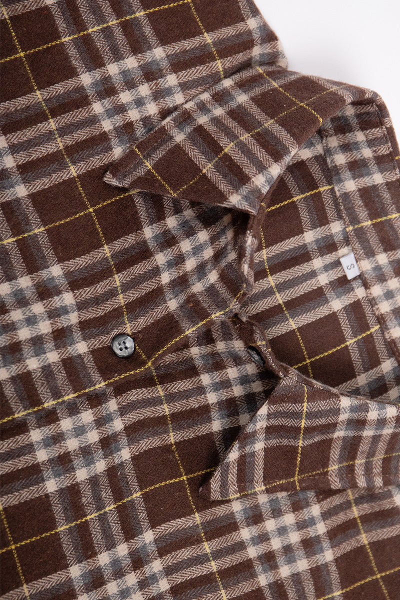 Camicia da donna vintage a quadri con doppia tasca