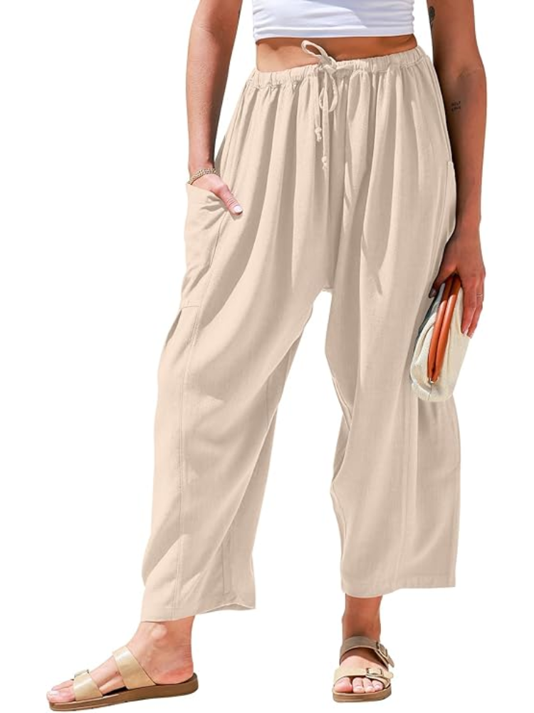 NUOVO ARRIVO Pantaloni estivi a gamba larga in lino da donna