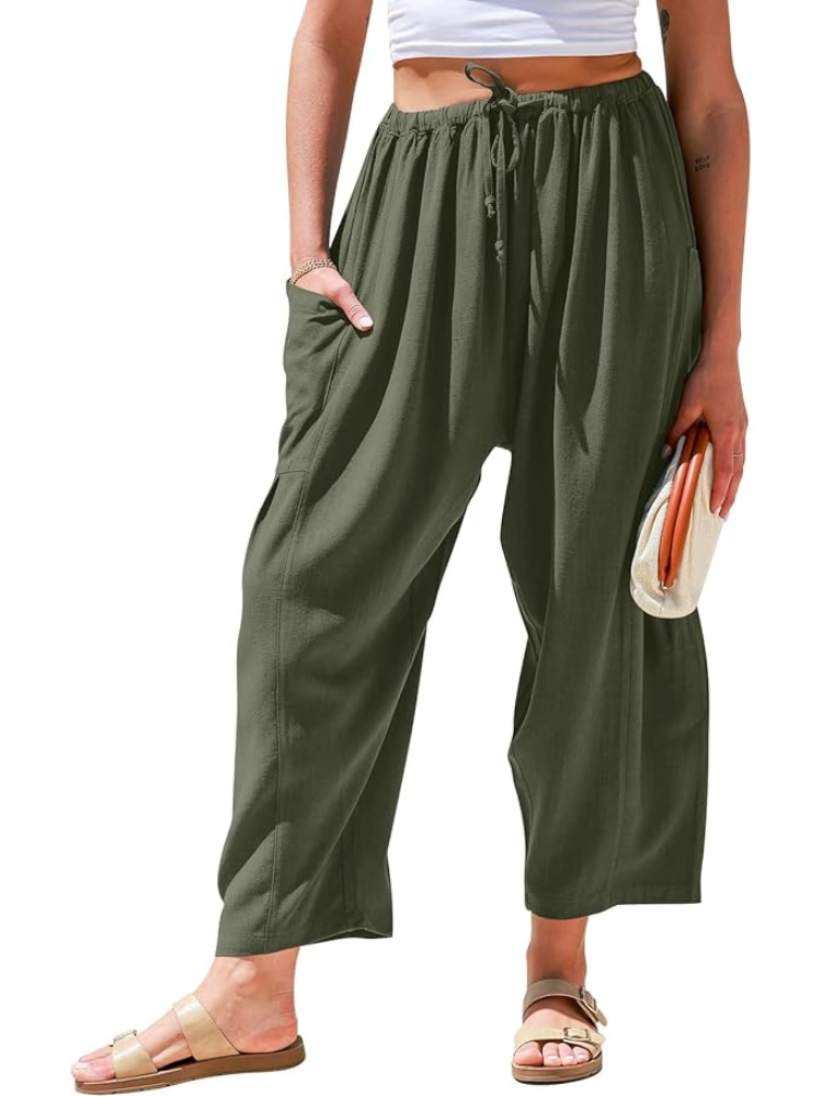 NUOVO ARRIVO Pantaloni estivi a gamba larga in lino da donna