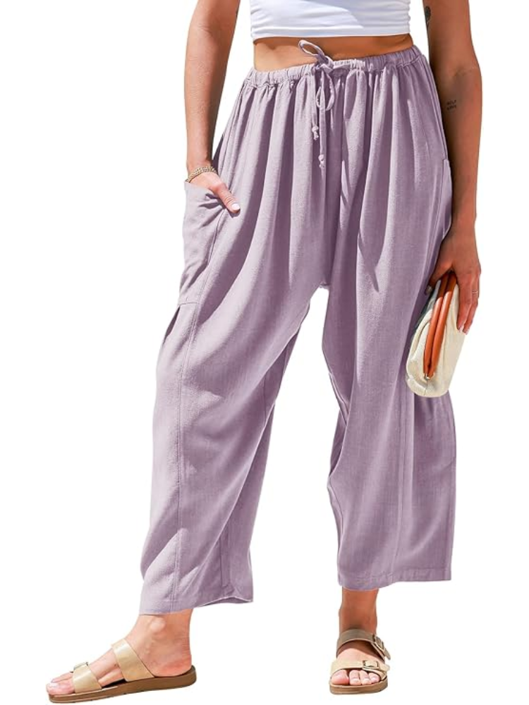 NUOVO ARRIVO Pantaloni estivi a gamba larga in lino da donna