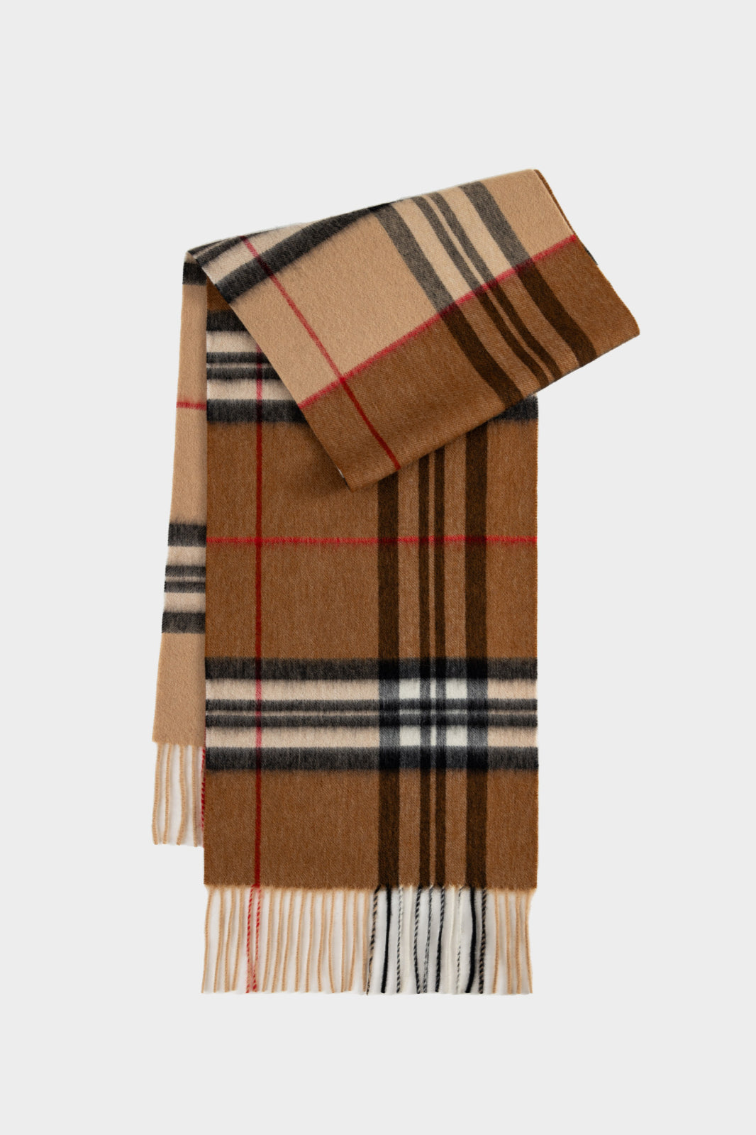 Sciarpa classica a quadri in cashmere con nappe