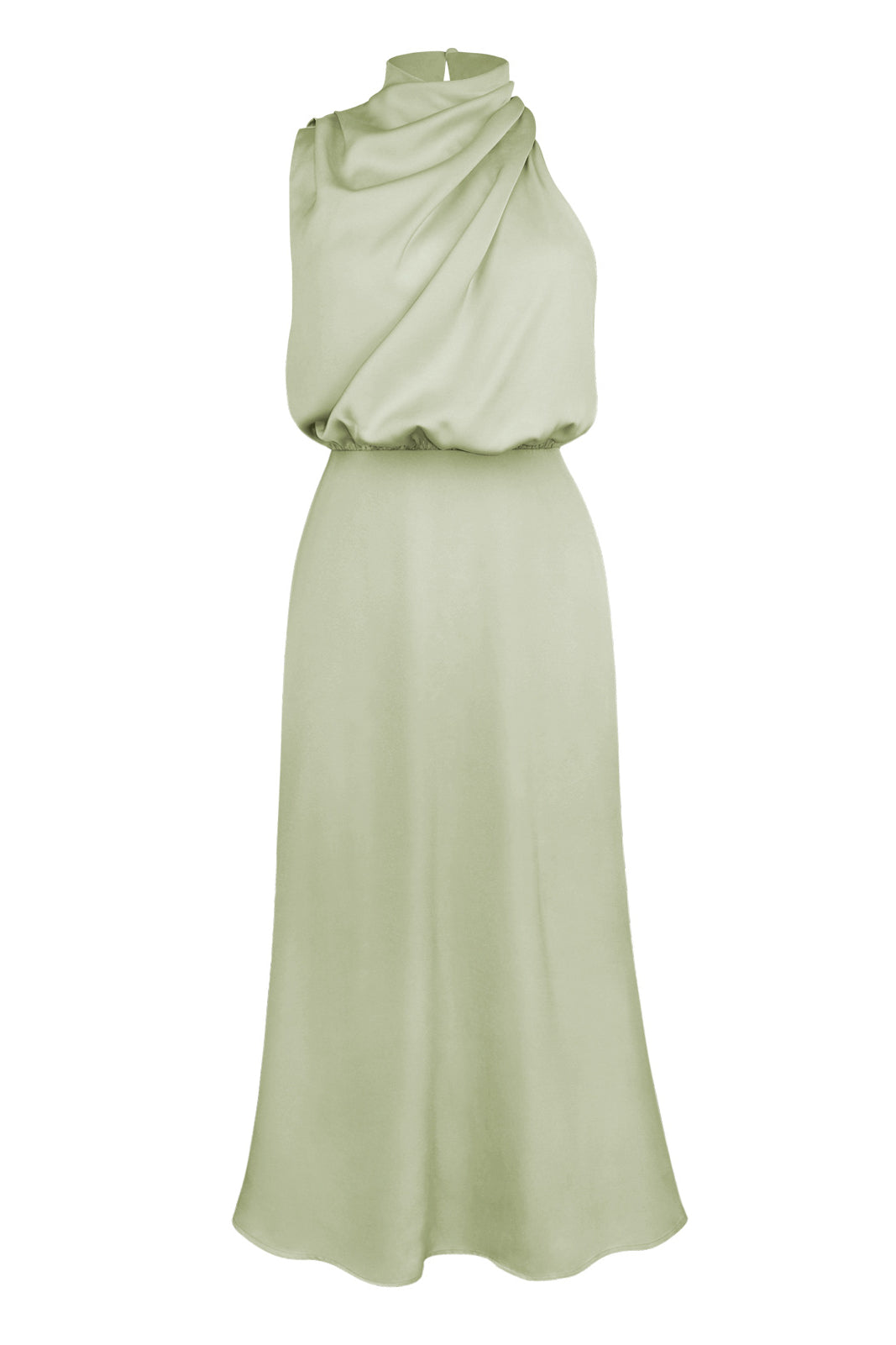 Elegante abito verde chiaro con scollo all'americana