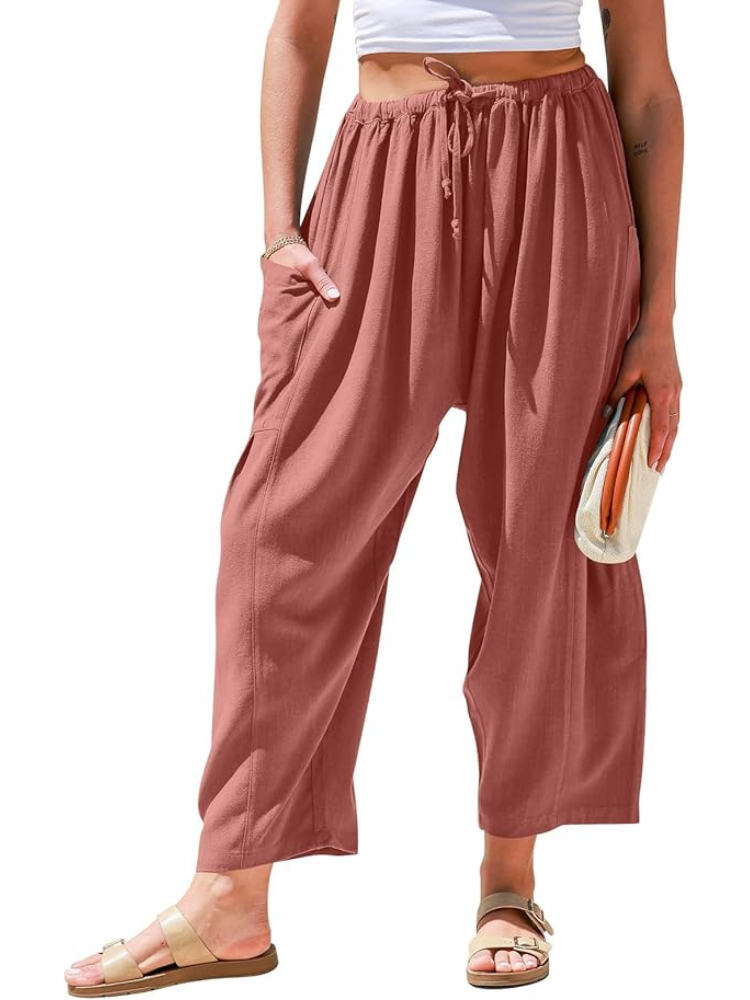 NUOVO ARRIVO Pantaloni estivi a gamba larga in lino da donna
