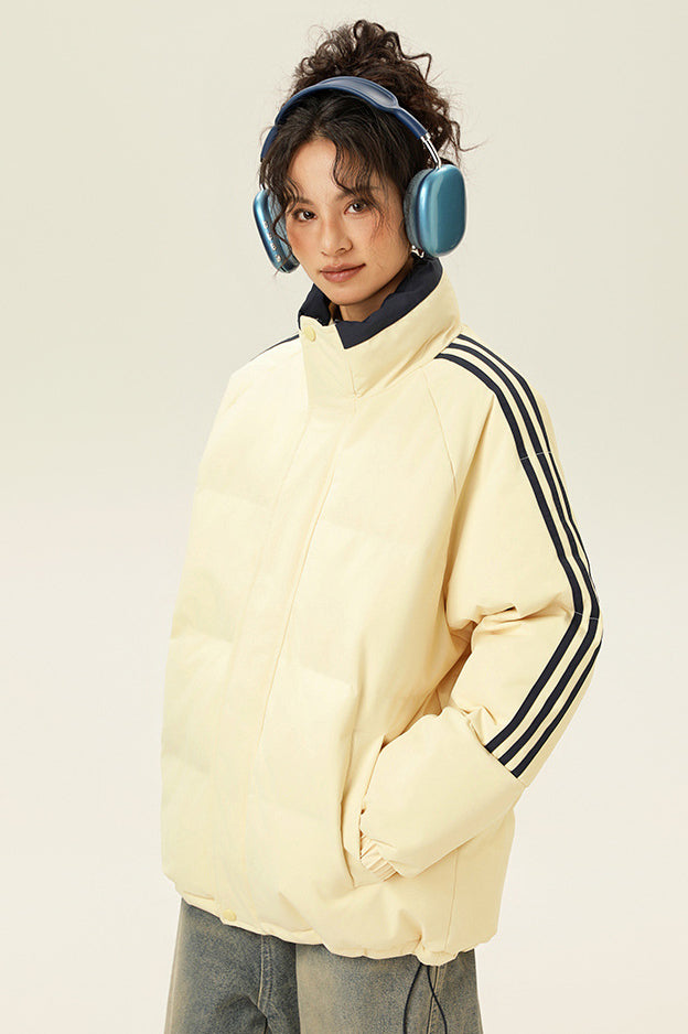 Elegante giacca invernale sportiva a righe