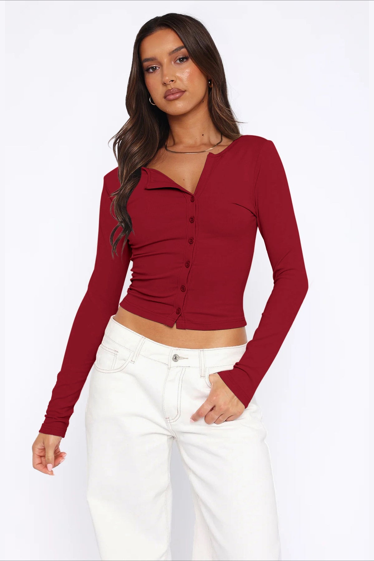Maglione corto a maniche lunghe da donna