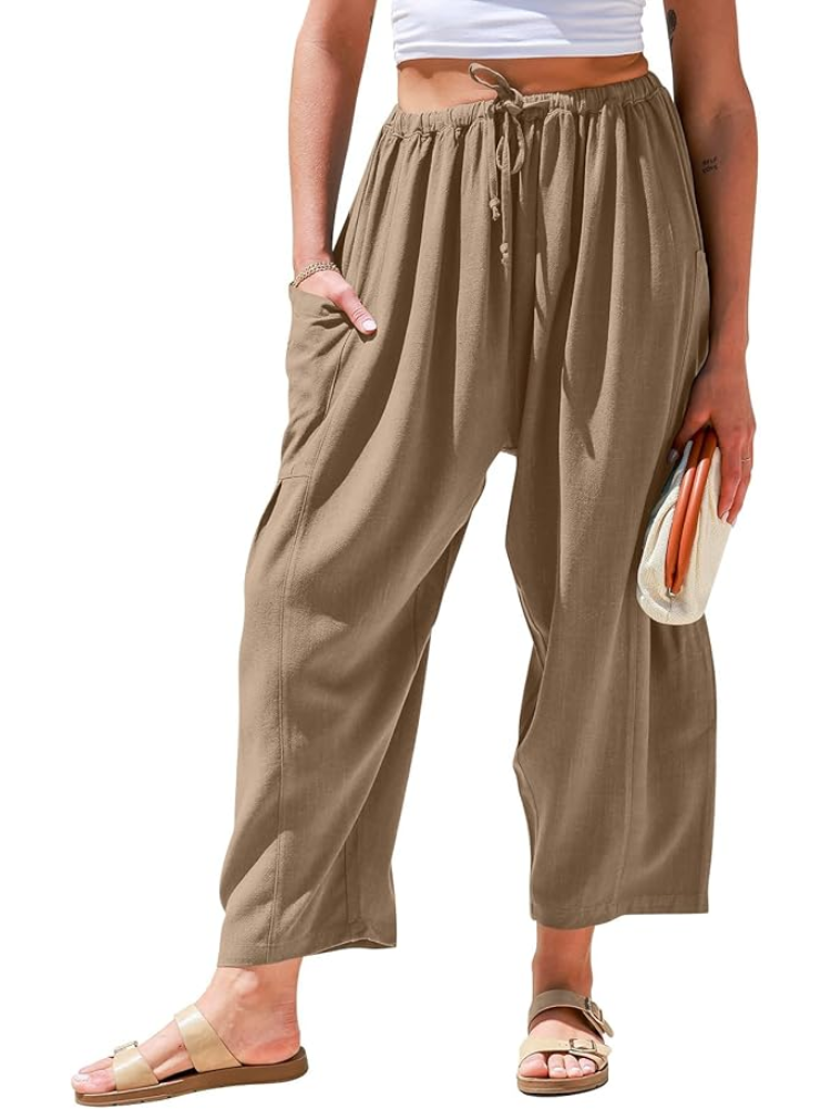 NUOVO ARRIVO Pantaloni estivi a gamba larga in lino da donna