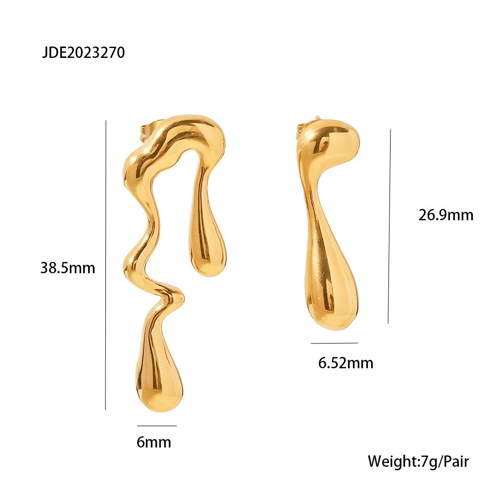 Orecchini moda a forma di goccia irregolare placcati in oro