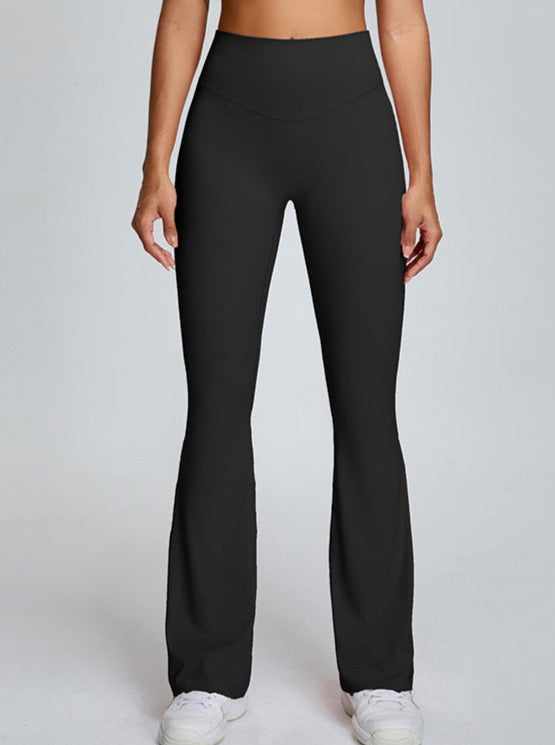 Pantaloni da yoga micro large neri a vita alta con controllo della pancia