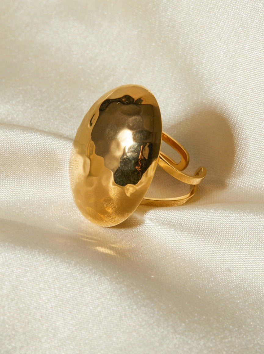 Anello per gioielli ovale in acciaio inossidabile placcato oro 18 carati