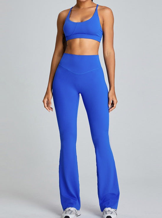 Pantaloni da yoga micro grandi blu a vita alta con controllo della pancia