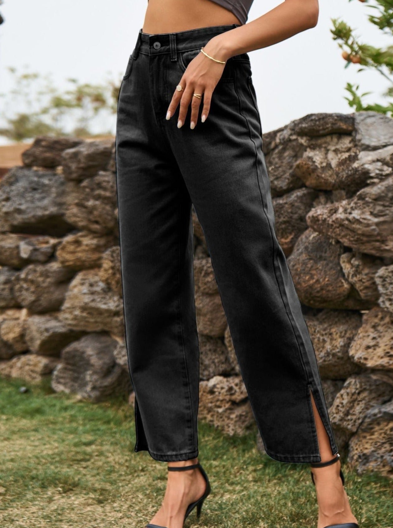 Pantaloni di jeans casual a vita alta