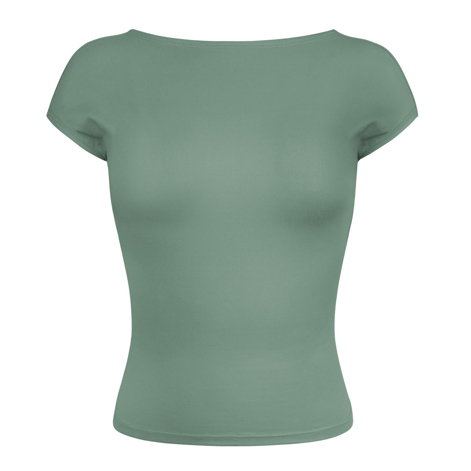 Top corto traspirante aderente con schiena scoperta sexy verde salvia