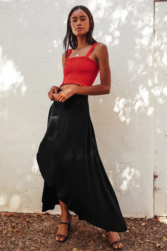 Gonna longuette asimmetrica elastica casual