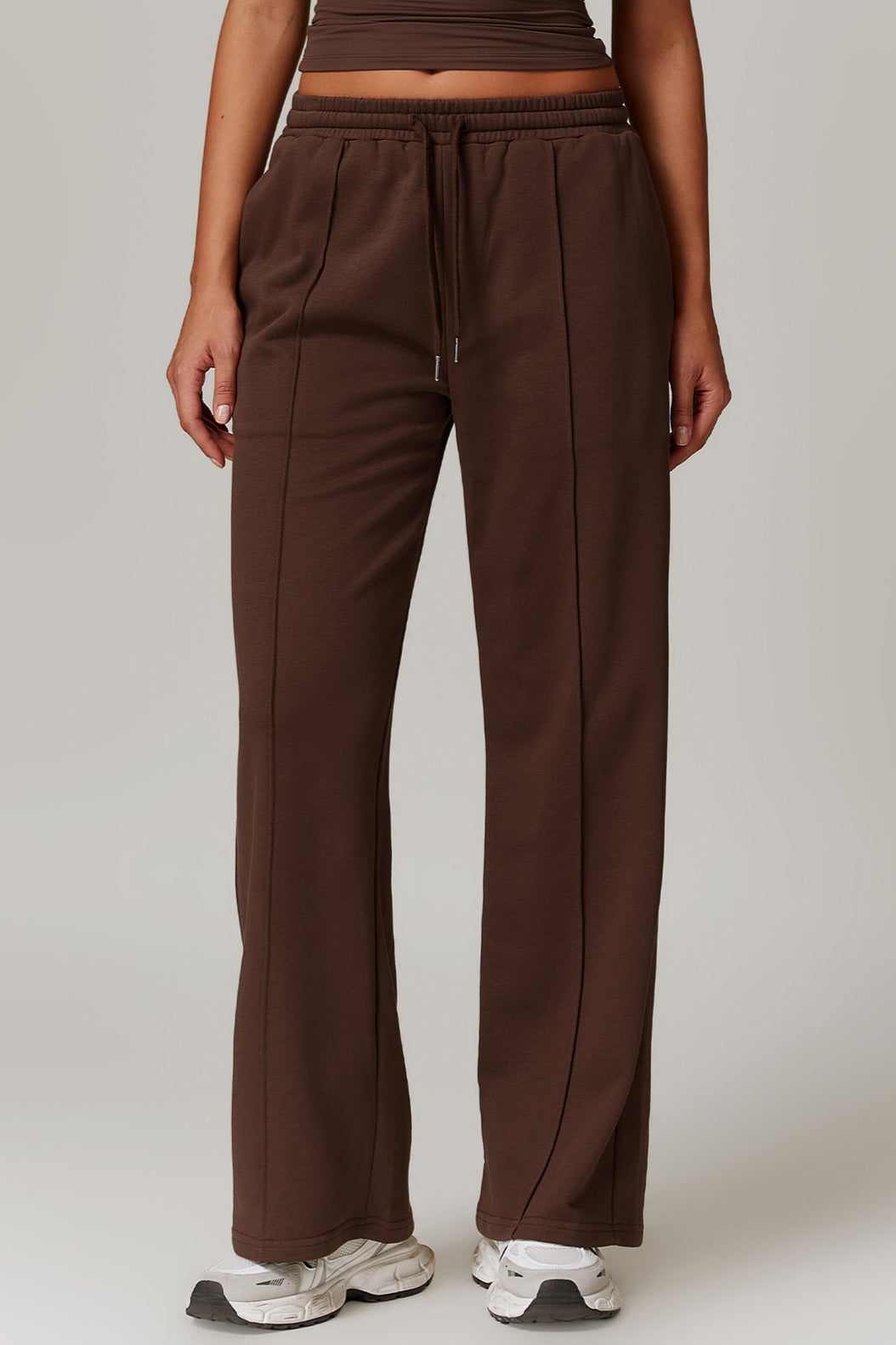 Pantaloni comodi casual marroni con coulisse da donna per l'abbigliamento da casa