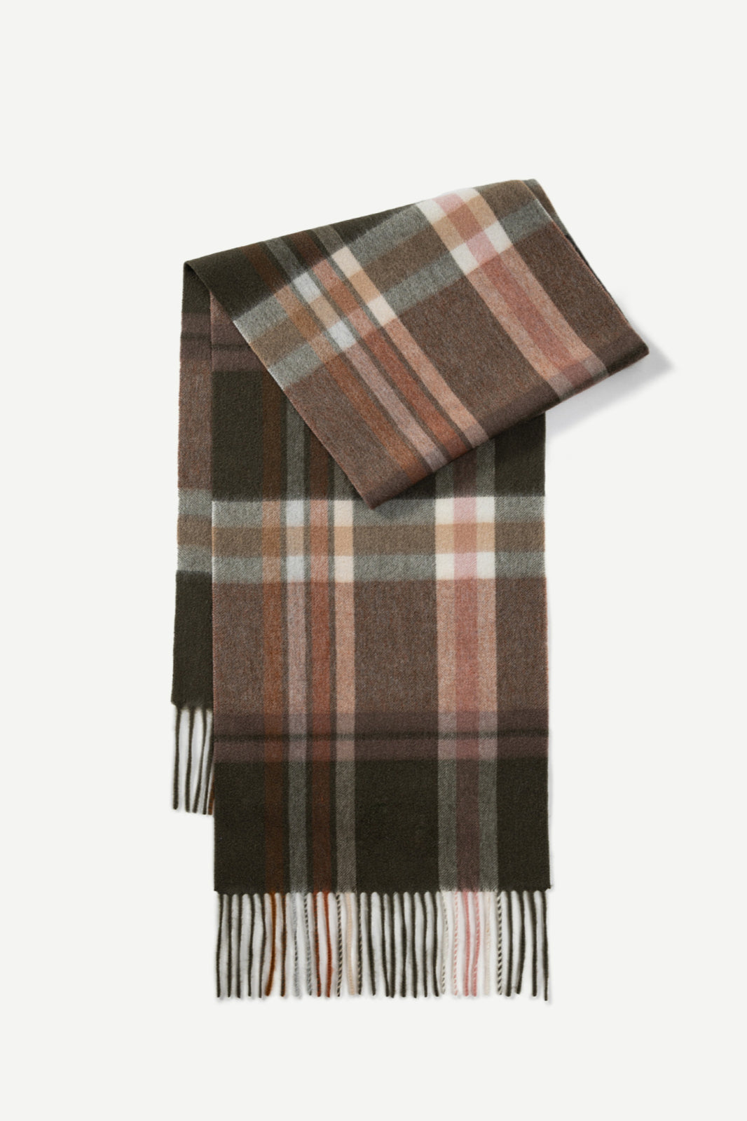Sciarpa classica a quadri in cashmere con nappe