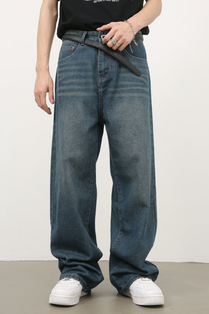 Jeans vintage a gamba larga da uomo