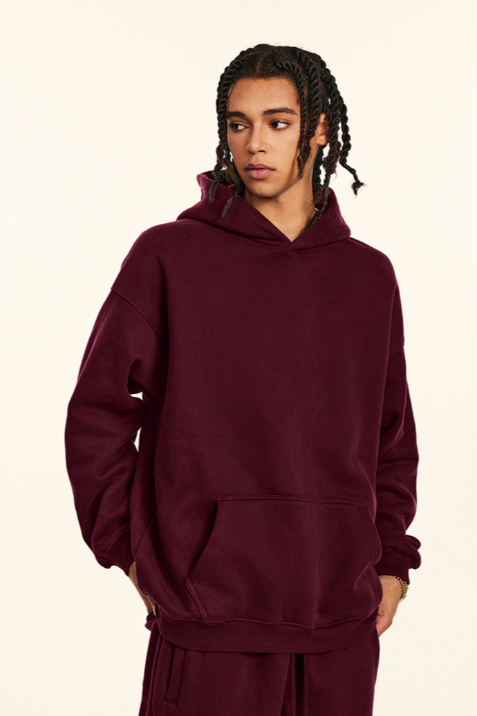 Relaxed Urban Style Solid Color Hoodie