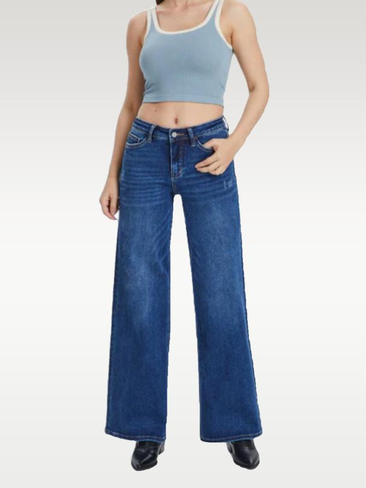NUOVO ARRIVO Jeans larghi flessibili a vita medio-bassa taglie forti 