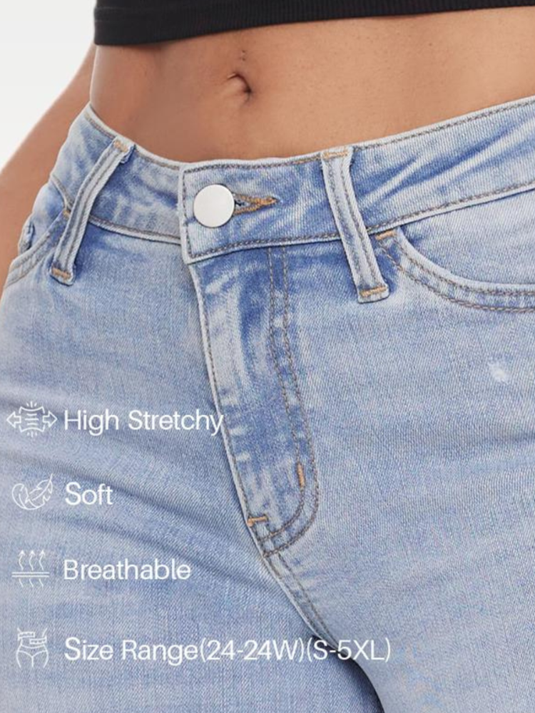 NUOVO ARRIVO Jeans larghi flessibili a vita medio-bassa taglie forti 
