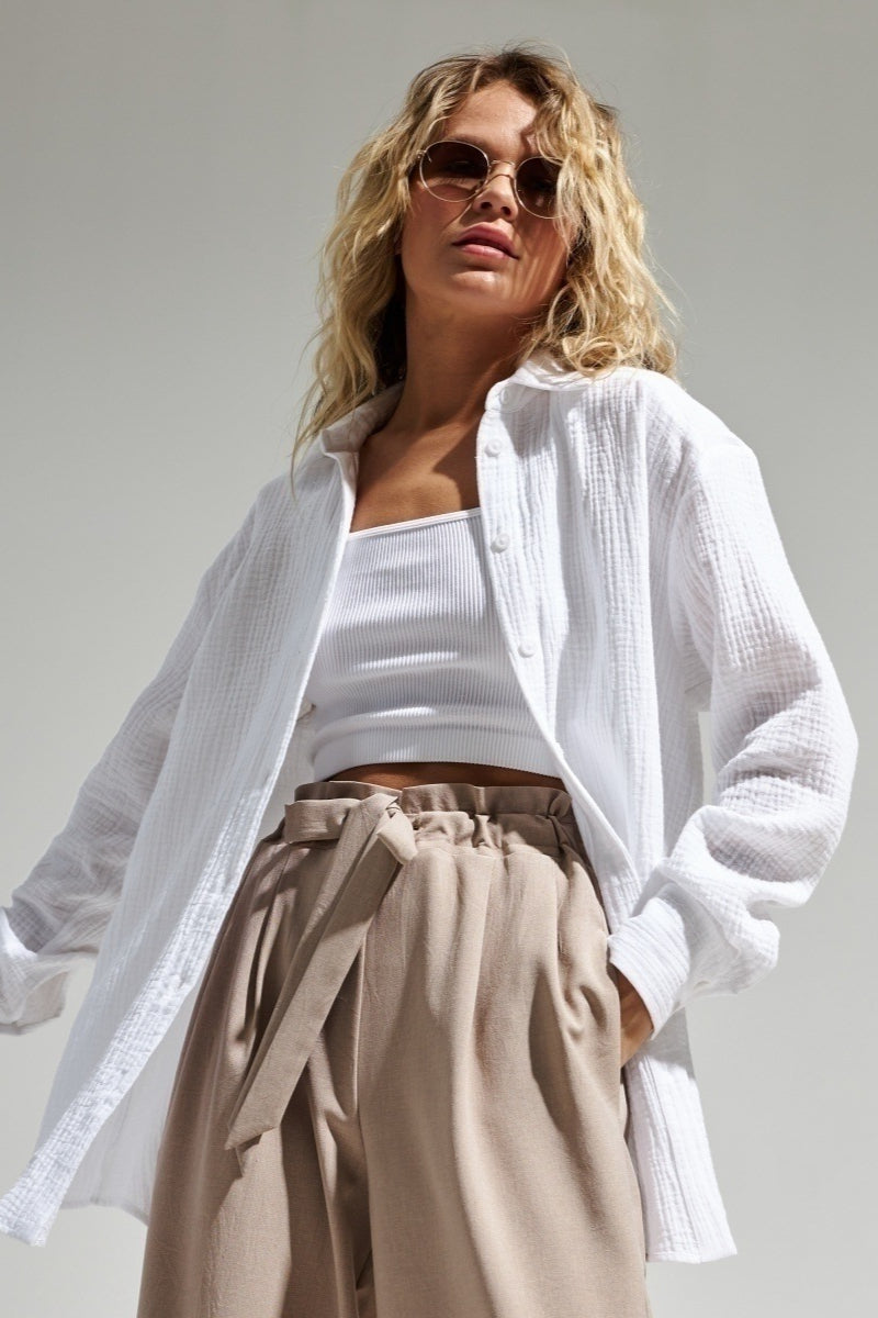 Radiant Frame Button-Up Oversized Shirt