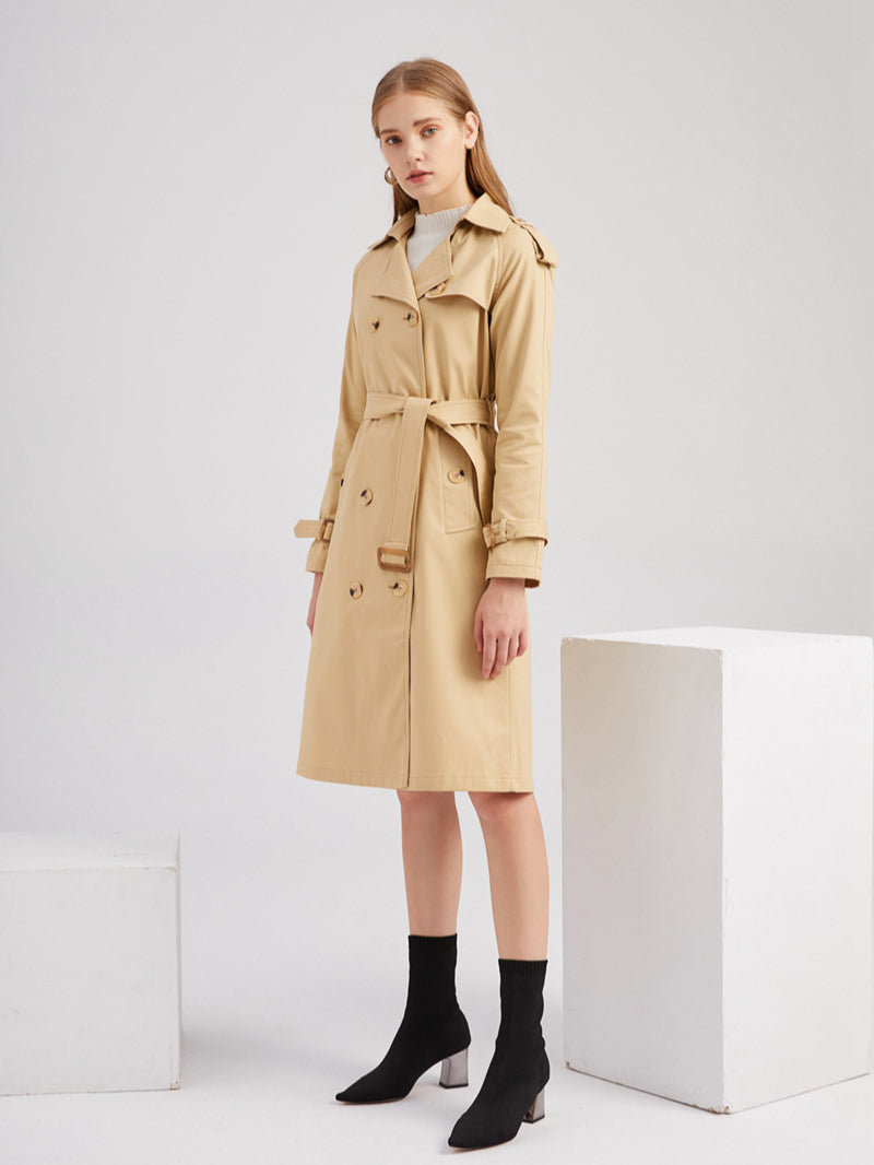 Klassischer Trenchcoat Damen Lang Mit Gürtel – Eleganter Übergangsmantel Frühling Herbst