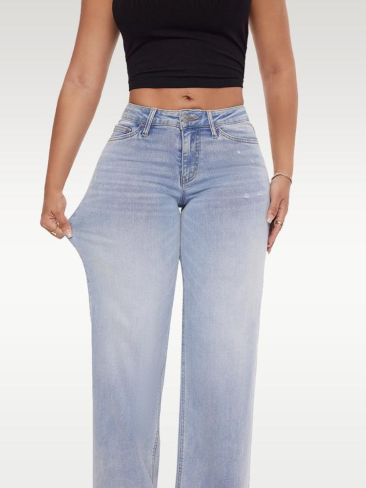 NUOVO ARRIVO Jeans larghi flessibili a vita medio-bassa taglie forti 