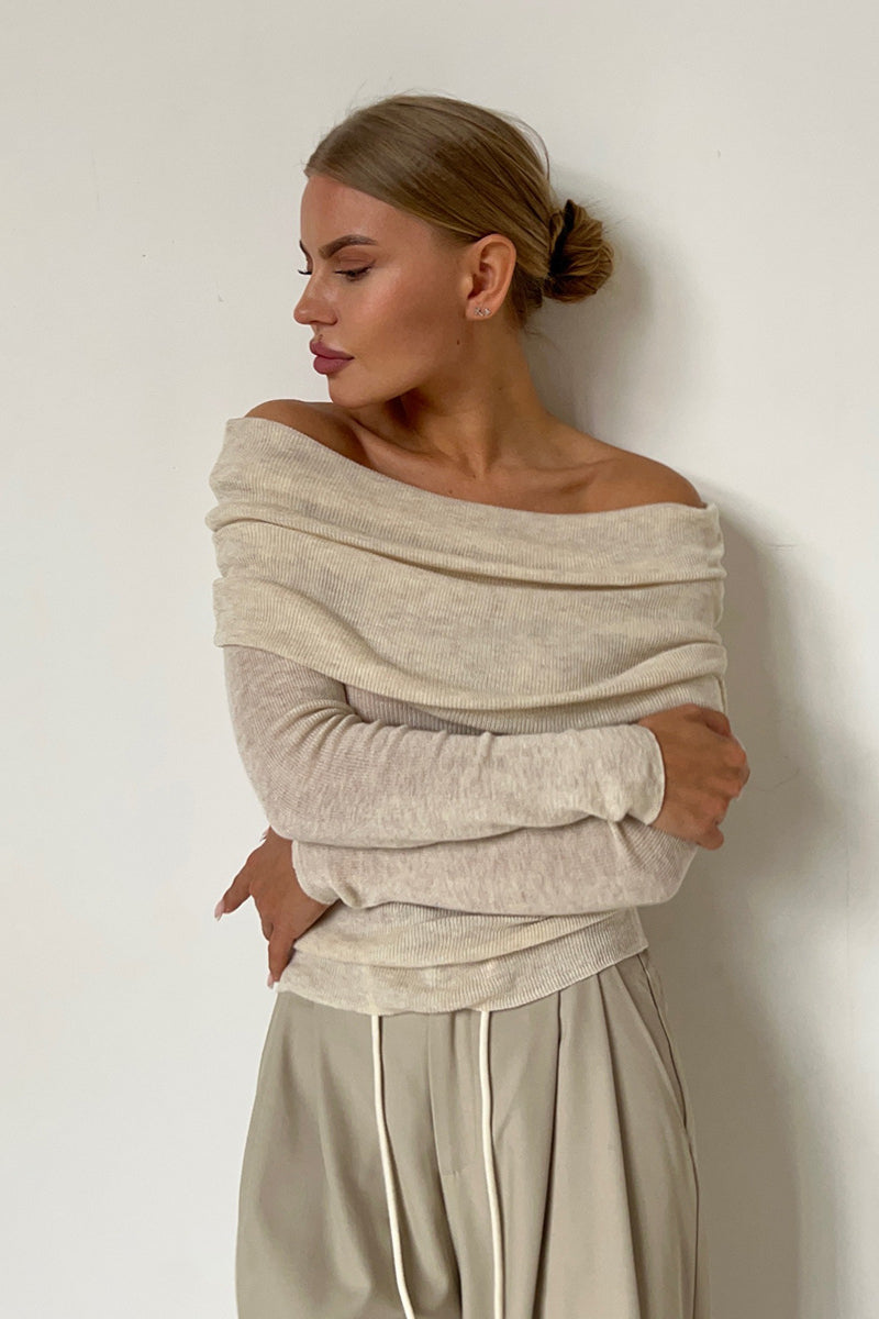 Serene Drape Off-Shoulder Sweater