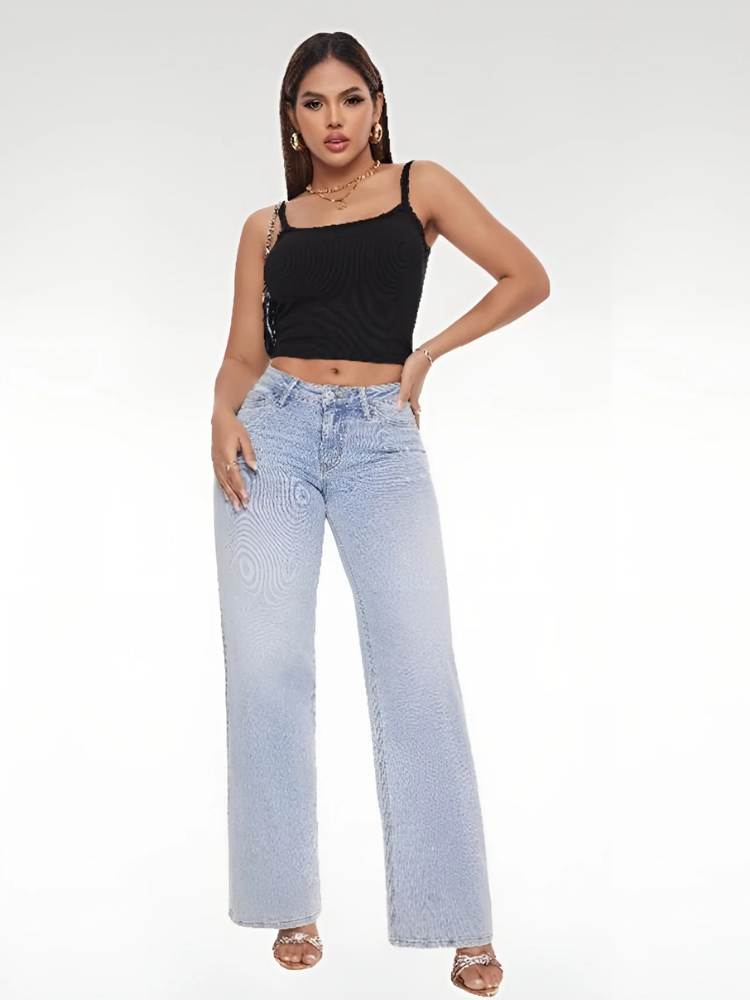 NUOVO ARRIVO Jeans larghi flessibili a vita medio-bassa taglie forti 