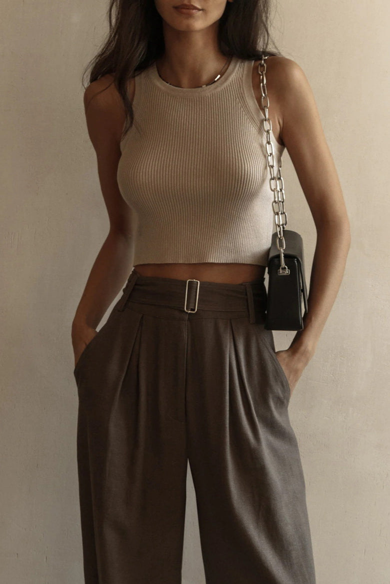 Ethereal Silhouette Ribbed Top