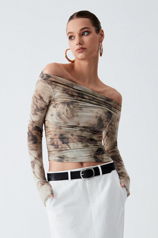 Women's Abstract Off-Shoulder Blouse