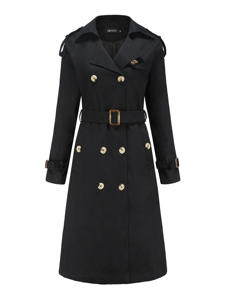 Klassischer Trenchcoat Damen Lang Mit Gürtel – Eleganter Übergangsmantel Frühling Herbst