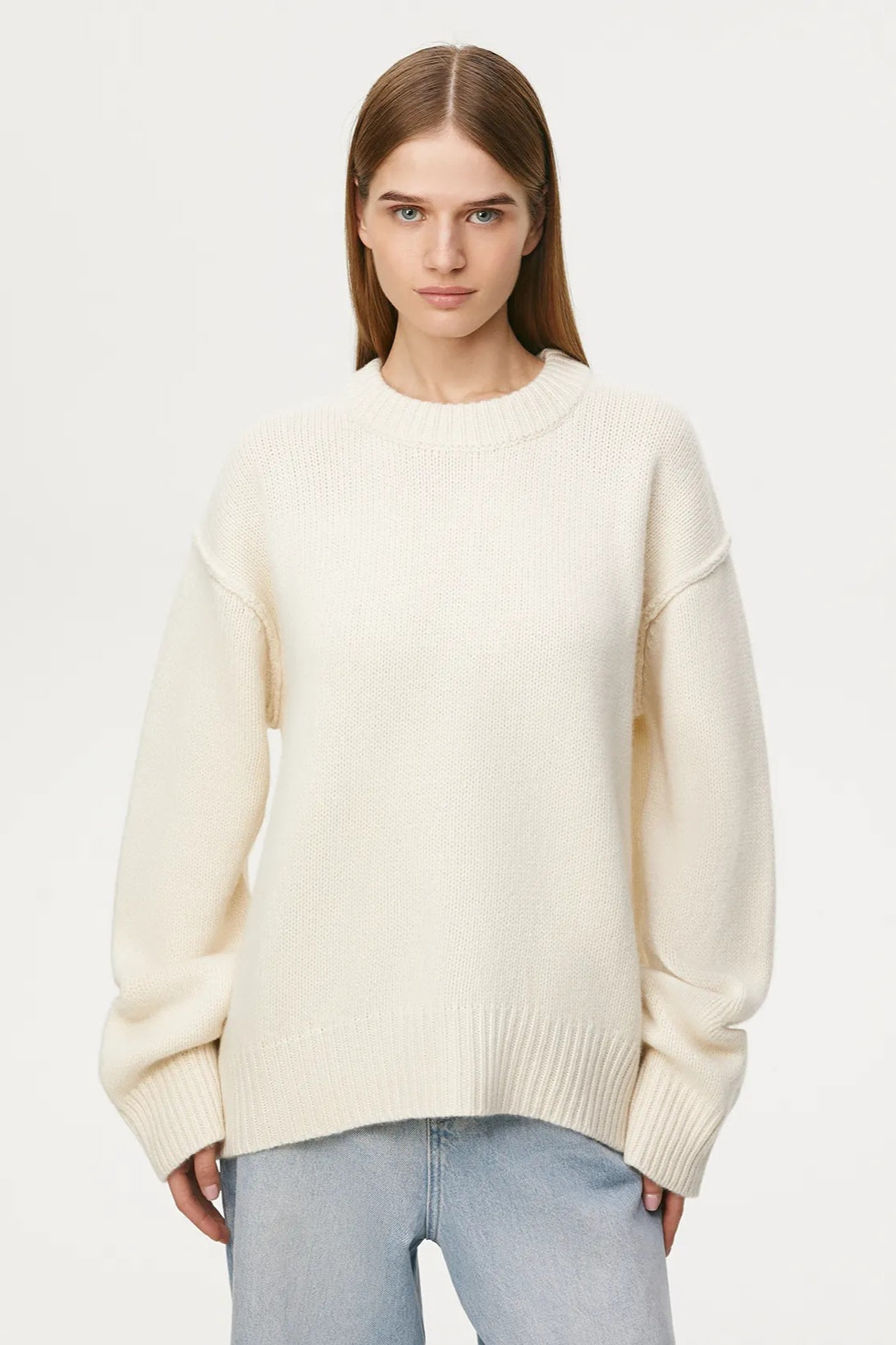 Maglione oversize casual color crema