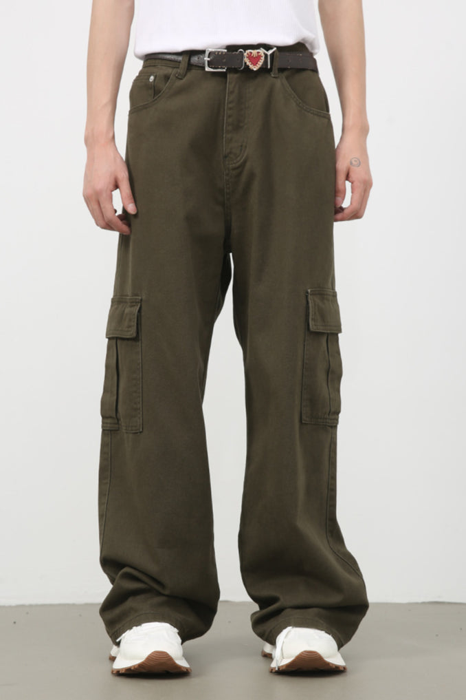 Pantaloni cargo casual alla moda a gamba larga 