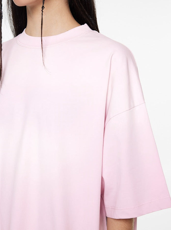 Old Sprayed Macaron Round Neck Half Sleeve T-Shirt