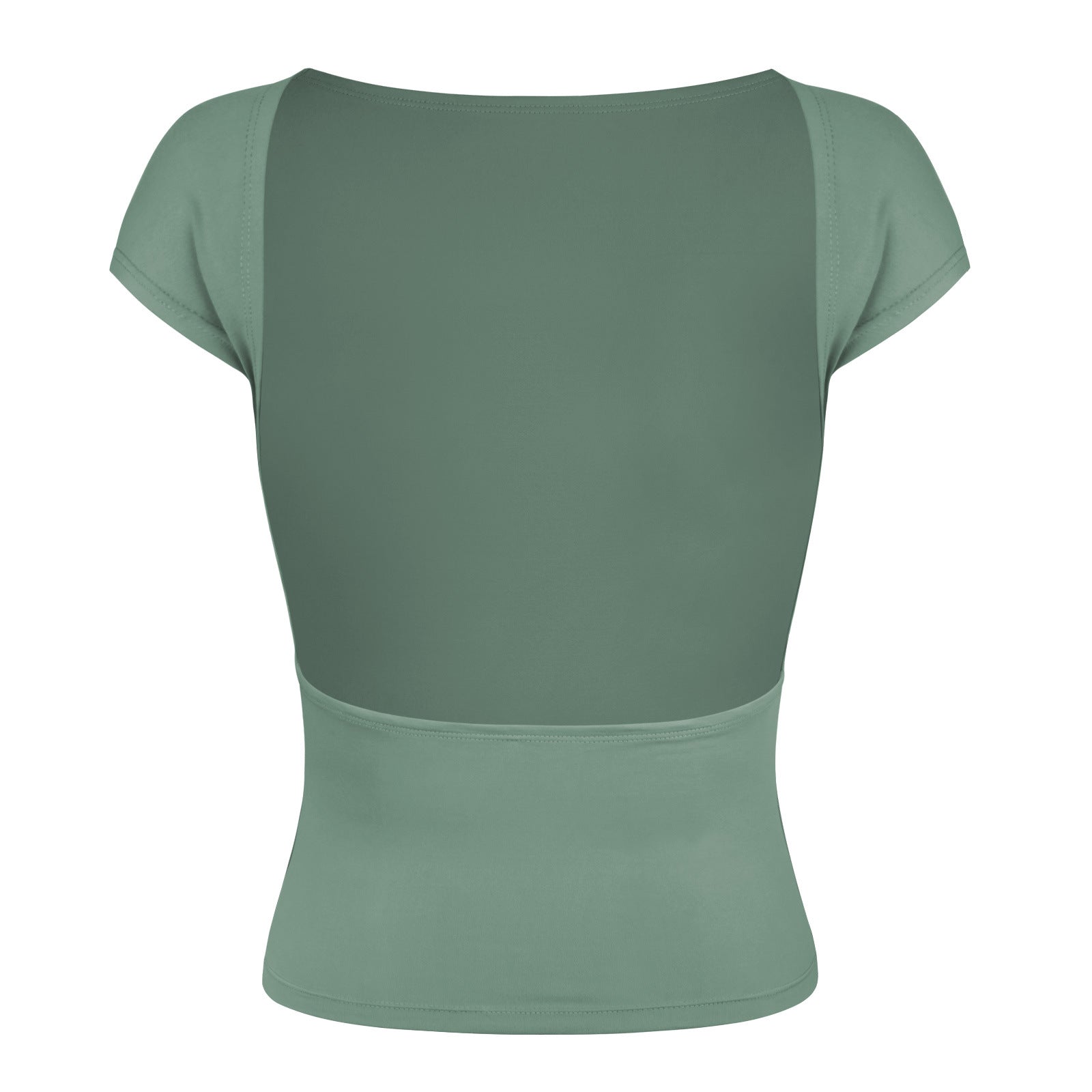 Camicia a maniche corte traspirante slim senza schienale sexy verde