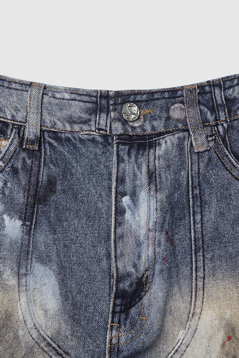 Pantaloni in denim a gamba larga ispirati al cargo