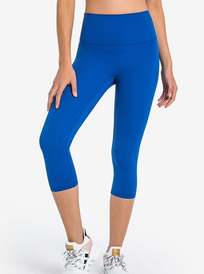 Pantaloni da yoga per esercizi a vita alta elasticizzati blu royal 