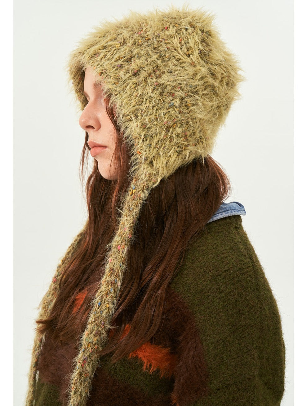 Cappello invernale da donna con orso caldo verde 