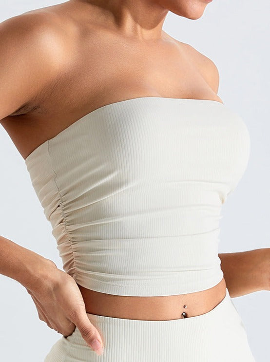 Off-White Threaded Chest-Wrapped Slim Fitting Tube Top