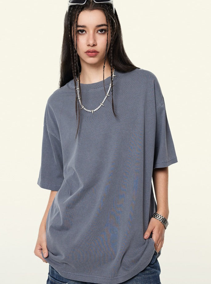 Trendy Solid Color Vintage Half-Sleeve Loose T-Shirt