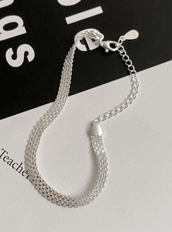 Bracciale in argento sterling scintillante in stile coreano 