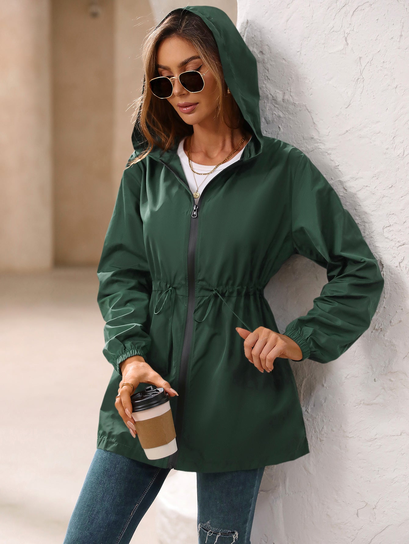 Trendy Sleek Hooded Raincoat