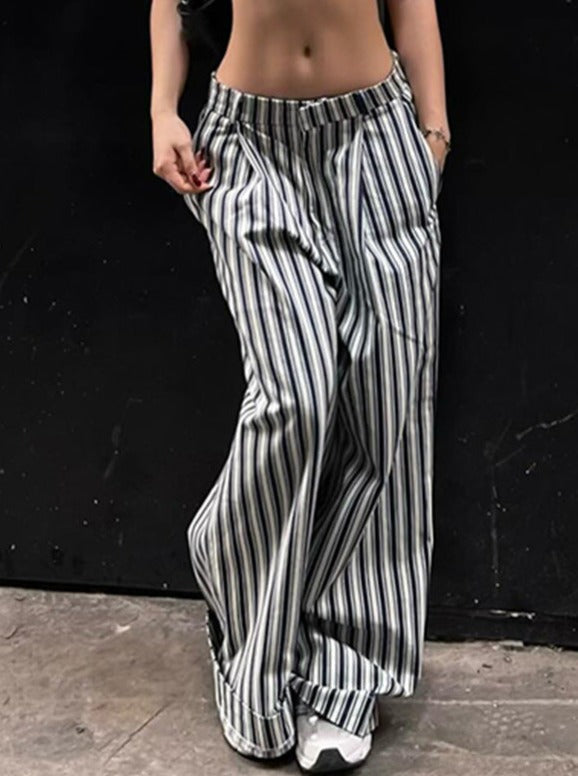 Pantaloni a righe larghi stile street da donna 