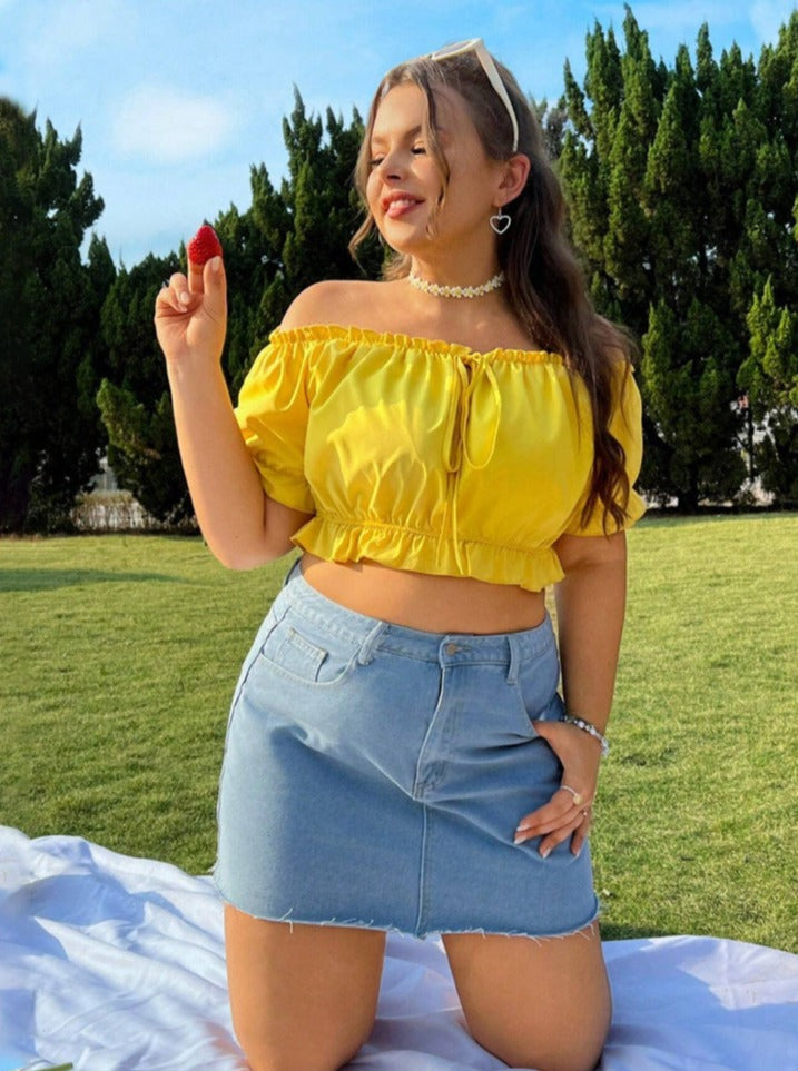 Yellow Summer Puff Sexy Sleeve