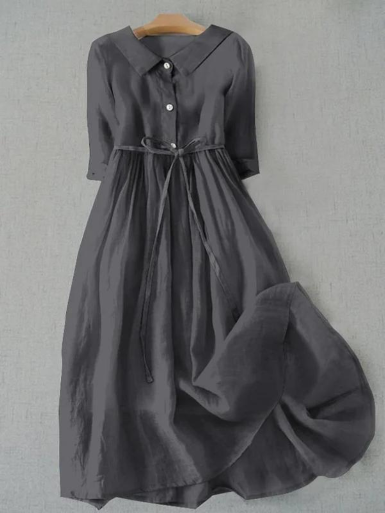 Simple Vintage Collared Midi Dress