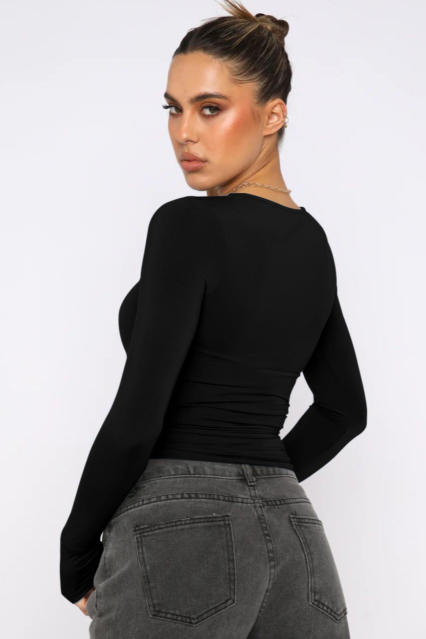 Women's Elegant Slim Long Sleeve Crop Top Sweater