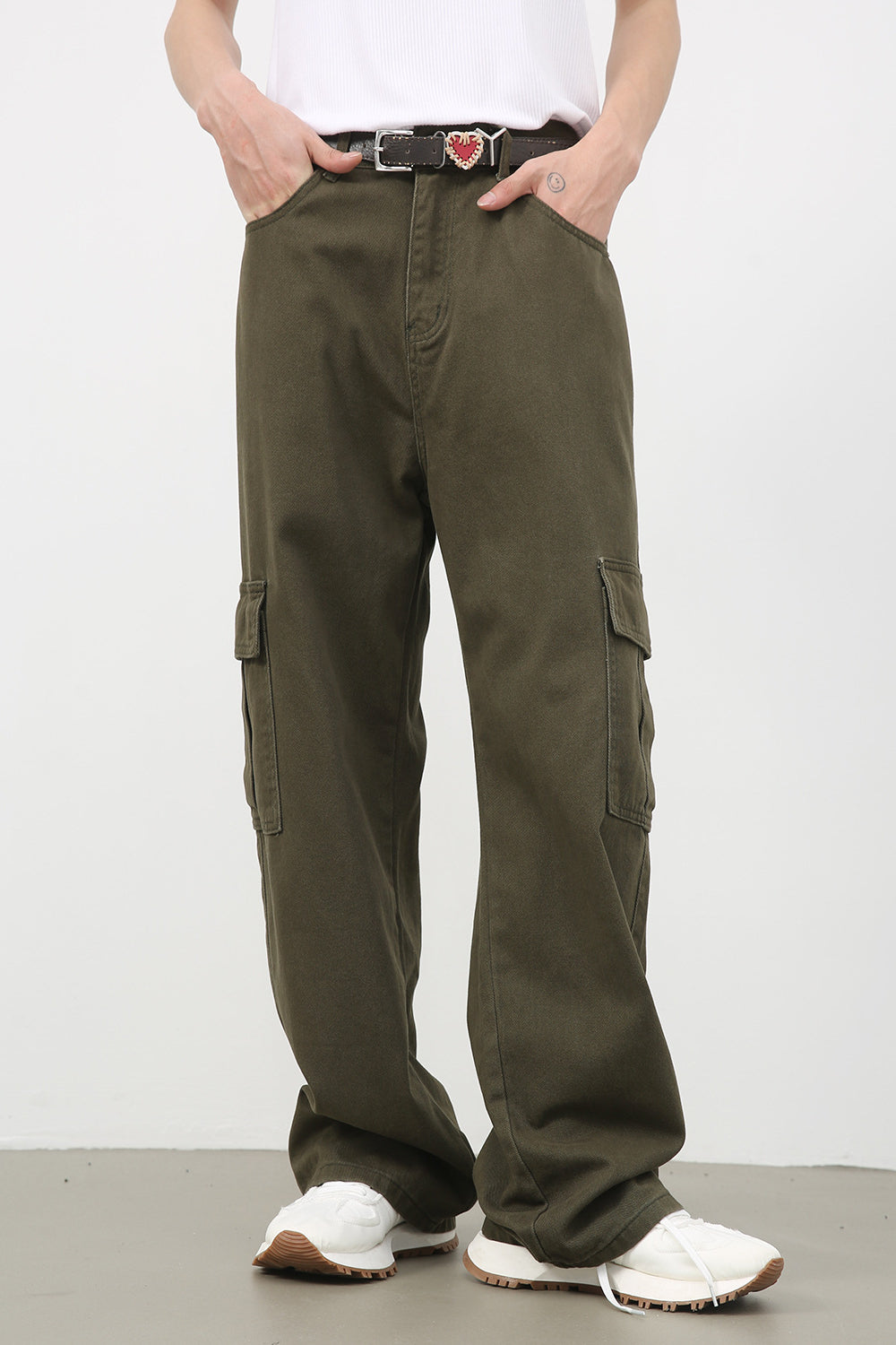 Pantaloni cargo casual alla moda a gamba larga 